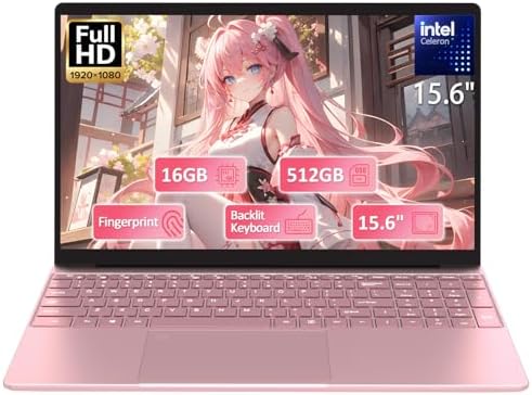 15.6“ Rose Gold Laptop with Backlit Keyboard and Fingerprint Reader,16GB RAM 512GB NVMe SSD,Webcam,WiFi 5,BT 4.2,HDMI,USB,Cheap Laptops Computer for Work School Home Office Professional Use 15.6“ Rose Gold Laptop with Backlit Keyboard and Fingerprint Reader,16GB RAM 512GB NVMe SSD,Webcam,WiFi 5,BT 4.2,HDMI,USB,Cheap Laptops Computer for Work School Home Office Professional Use