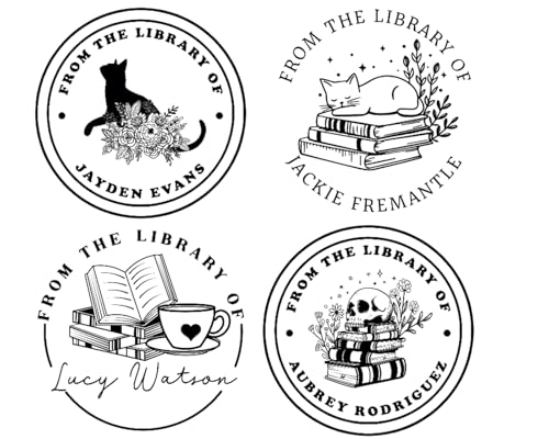 Book Embosser Personalized Teacher Stamp | Custom Ex Libris This Belongs to from The Library of | Classroom Kids School Label Reading Gift Tool | Wood Handle Self-Inking 1.6