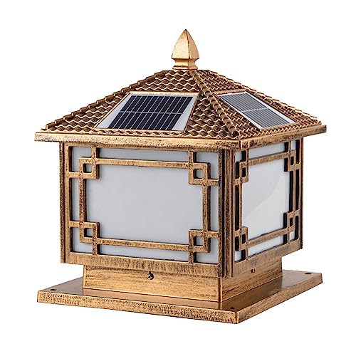 Columna solar cuadrada de estilo japonés IP54, impermeable, farol para exteriores, para patio, entrada, color bronce, 3 pies de alto, perfecto para decoración de prendas.