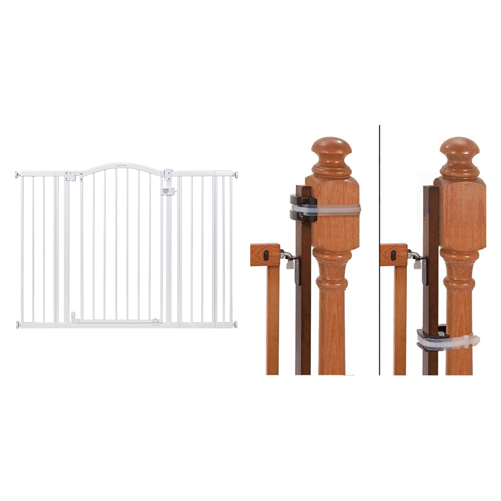 Summer Infant Extra Tall & Wide Safety Pet and Baby Gate & Banister to Banister Gate Mounting Kit - Fits Round or Square Banisters, Accommodates Most Hardware & Pressure Mount Baby Gates, White