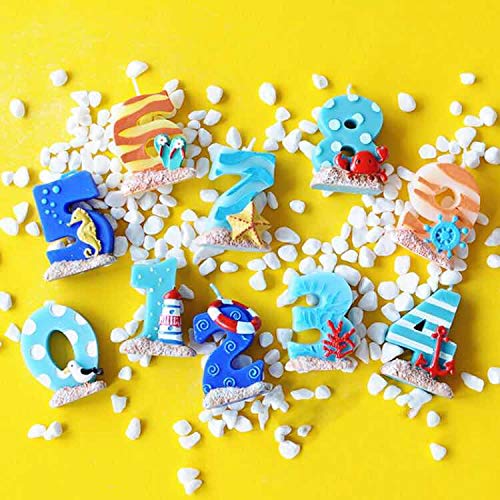USA-SALES Birthday Cake Candle Ocean, Sea Theme, All Numbers Available. Sea Theme Cake Topper, Mermaid Party Splash Party (3)