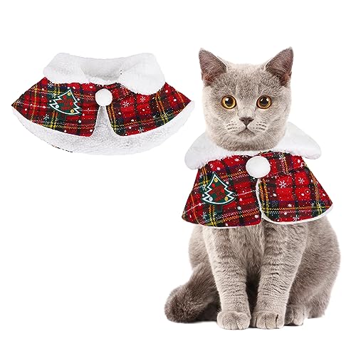 Disfraz de Navidad Perro Gato de Navidad Traje de Mascotas Capa Capa Rojo Lindo Traje de Mascotas Capa Caliente Suave Ropa de Gato para Cachorro de tamaño pequeño y Mediano Perro Gato