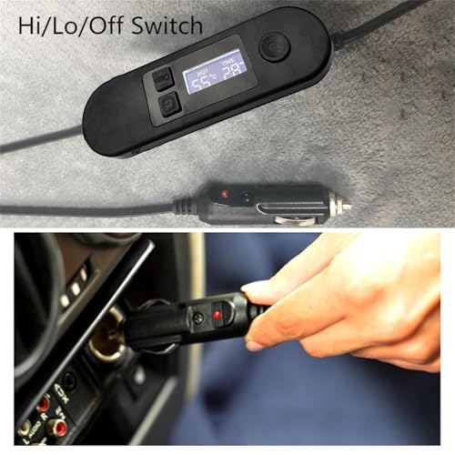 FxaumsGxuk Car Heated Blanket 12v 100x70cm Brushed Fleece Gray USB Electric Blanket Travel Cable Length 1.8m, Portable Electric Throw Blankets with Intelligent 4-Speed Temperature Timer for Car - Image 4