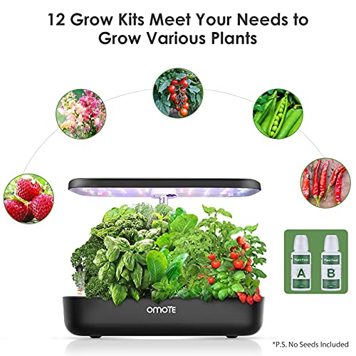 Hydroponics Growing System, OMOTE Hydroponic Garden for Indoor Plants, Herb Garden with 36W 80 LED Grow lights, 12 Kits, 2 Modes, Automatic Timer, Auto Germination Kit Indoor Garden for Family Kitchen