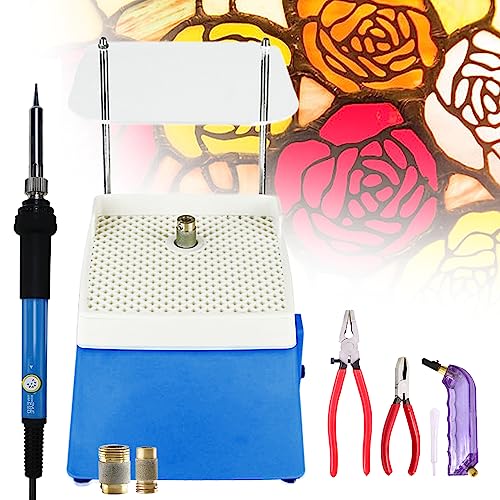 SICWEDIM Stained Glass Kit,Stained Glass Grinder Set, Beginner DIY Crafting Starter Kit for Stained Glass/Mosaic Craft, with Soldering Iron Gun & Glass Cutting Set