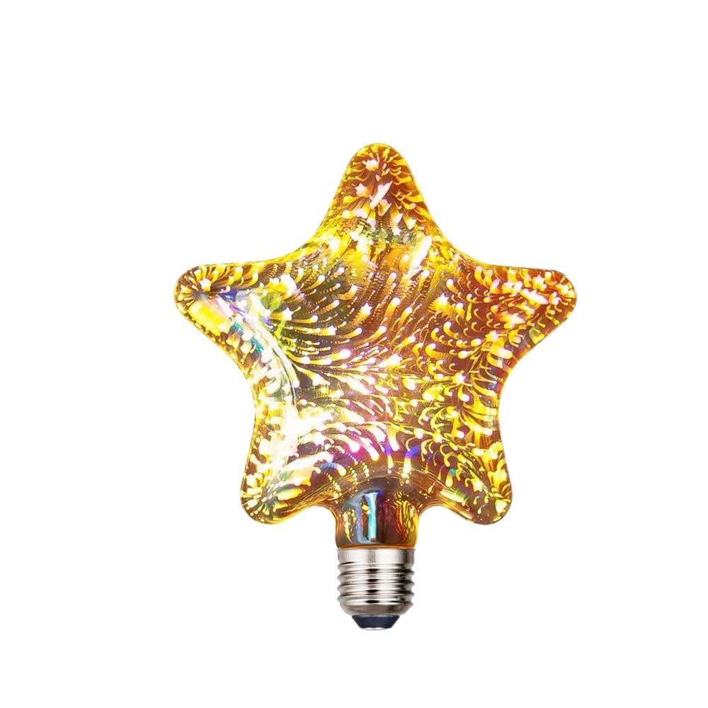 LED Bulb E27 6W 85-265V, Festive Atmosphere Bar 3D Decoration Bulb, Vintage Edison Light Bulb Star Fireworks Lamp ﻿(F)