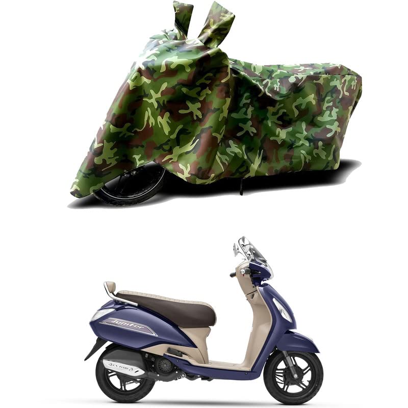 Image of 100% Water Resistant Bike Scooty Two Wheeler Body Cover Compatible for TVS Jupiter Classic /UV-Rays /Heat Protection /Birds Dropping /Scratchproof /Dust Proof /Waterproof /All Varient[Green MJ]