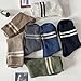 TeenFighter 7 Pair Pack Men's Retro Double Bar Cotton Socks - Vintage Design Crew Socks with Breathable Soft Fabric for Casual & Athletic Wear