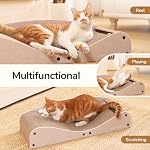 FUKUMARU Cardboard Cat Scratcher Bed, Extra Long 29.1 Inch Cat Scratch Bed Couch Indoor, Natural Felt Multifunctional Cats Scratching Lounger, Horizontal Kitten Cats Scratch Pad with Ball Toy, Camel - Image 3