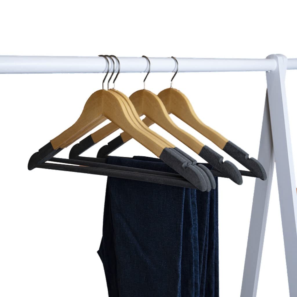 HCZKIUJY 10 Pack Coat Hangers Flocking Wooden Hanger Adult Household Non-slip Hanger Save Space hangers for clothes non slip