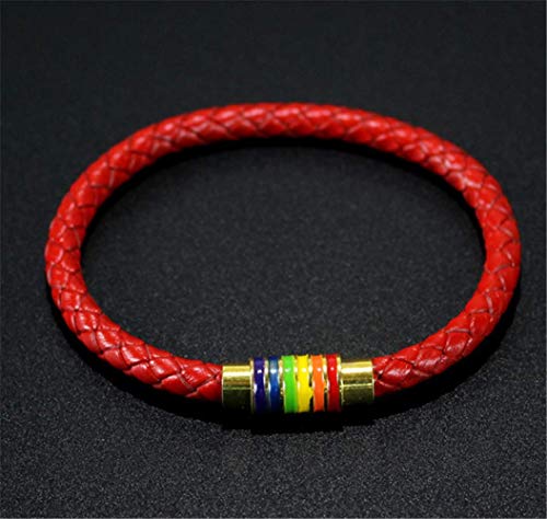 Image of Leather Braided LGBT Rainbow Bangle Bracelet - Gay & Lesbian Pride