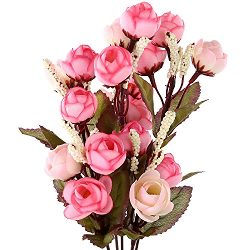 Soledi 10 6 Branch 18 Heads Artificial Spring Silk Flowers Camellia Magnolia Floral Wedding Peony Arrangement Bouquet Hydrangea D¨¦cor -- Mixed Pink