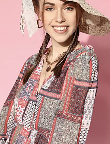 Image of Pujia Mills Women Casaul V-Neck Multi Top