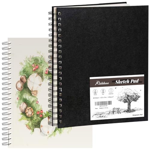 KAKKUE 8.5 x 11 200 GSM Premium Mixed Media Sketchbook 80 Sheets (160 Pages) Hardcover Spiral Bound Drawing Pad Acid-Free Thick Artist Paper for Watercolor Illustration & Professional Sketching