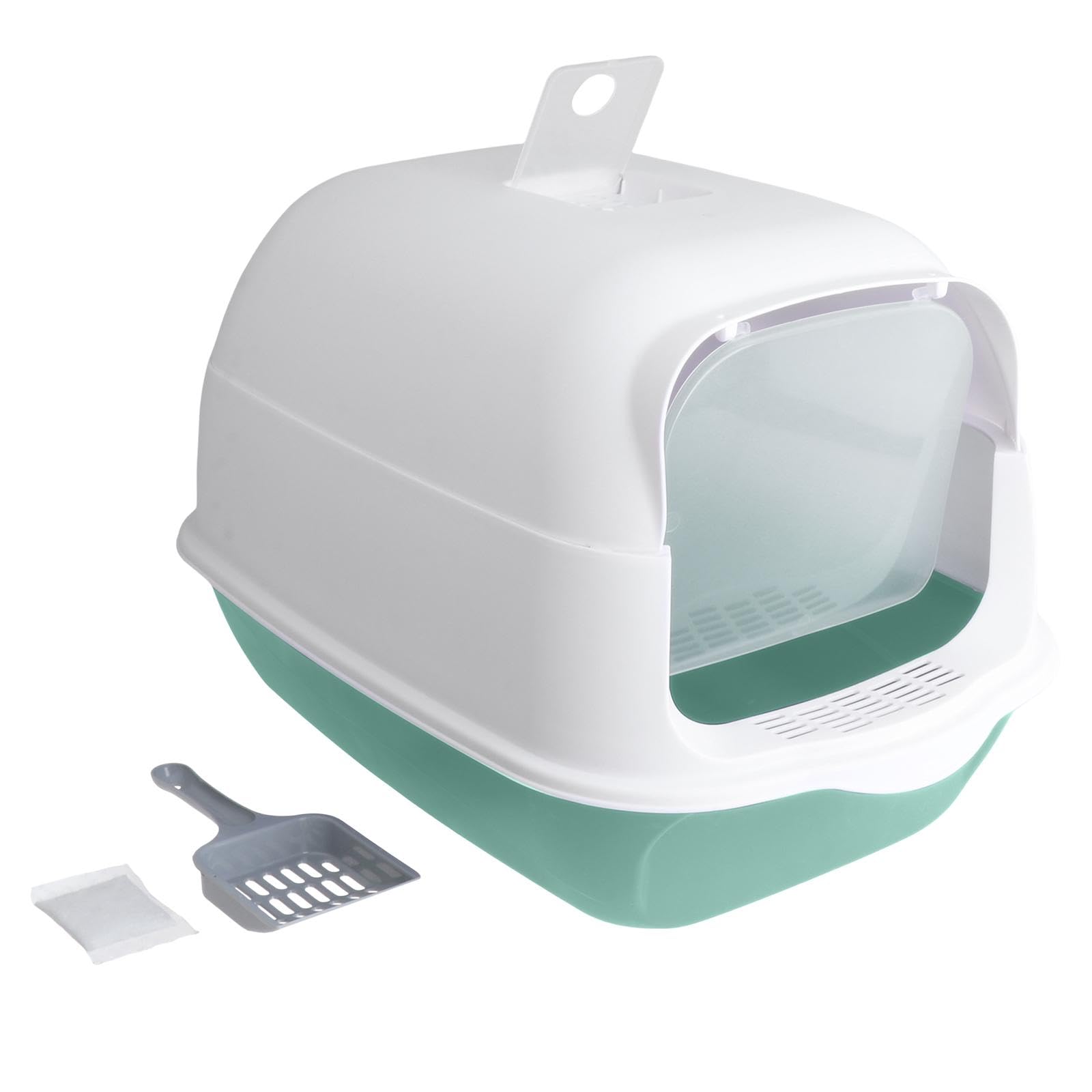 Litière pour chat bac fermé haut de gamme design vert d'intérieur