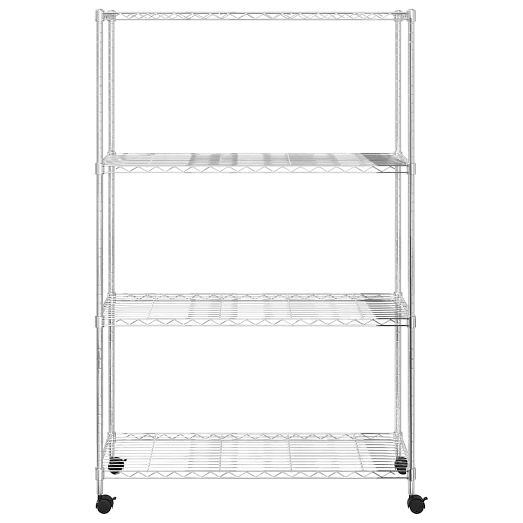 Étagère de Rangement 4 Niveaux et Roues 90x35x142 cm Chrome,Entreprise & Industrie,Stockage Industriel,Étagères industrielles,8.3 kg-324627