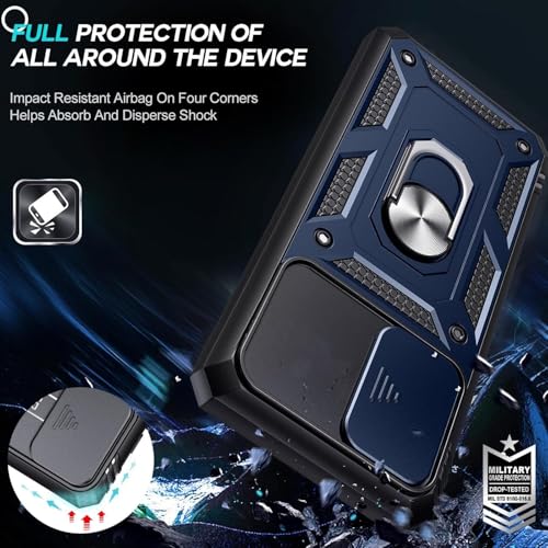 Image of Luxe Back Cover for Vivo V29E 5G | D10 Tough Armor | Sliding Camera Shield | 360 Protection | Kickstand Ring Holder | Military-Grade Shockproof Bumper