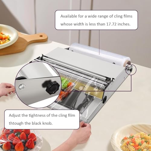 Macchina avvolgitrice manuale con taglierina e piastra riscaldante, involucro in acciaio inox con temperatura regolabile per supermercati, negozi di frutta e imballaggi alimentari