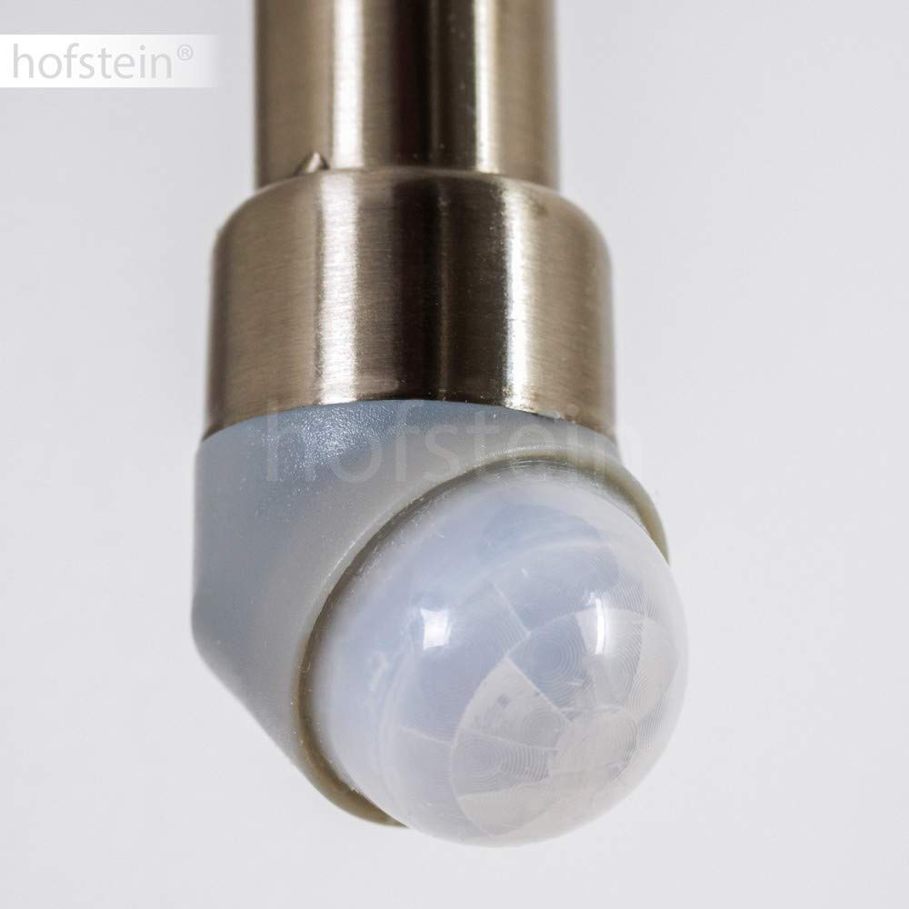 HOFSTEIN Außenwandleuchte Elima mit Bewegungsmelder, Außenwandlampe aus Metall/Kunststoff in Edelstahlfarben/Klar, moderne Wandleuchte abwärts außen, E27, IP44, Garten, Hof, Außenbereich, Haustür