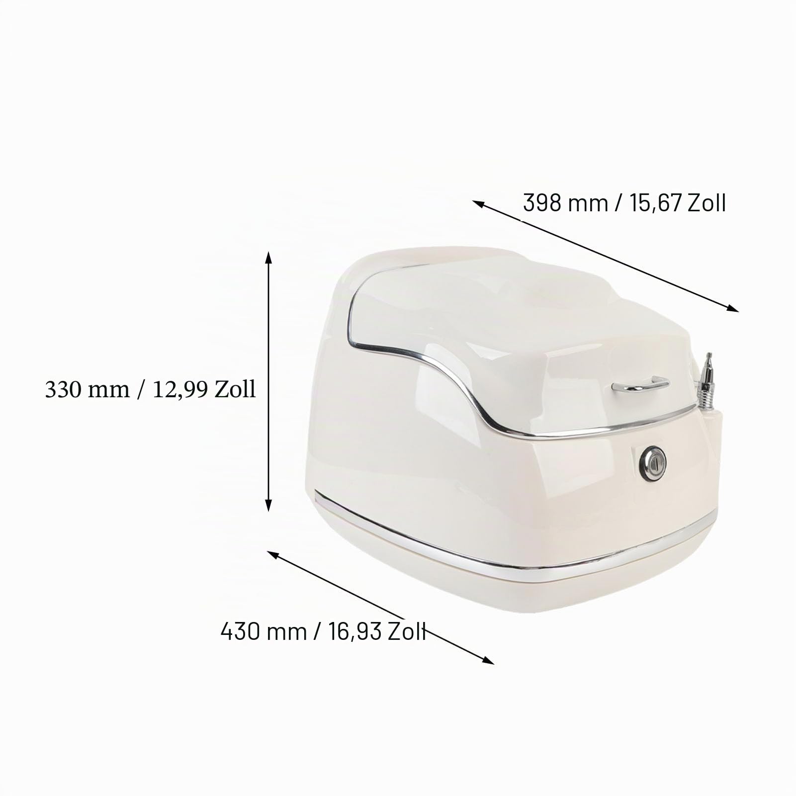 Asixxsix Motorrad-Top-Box, 38L Roller Motorräder Universal-Aufbewahrung Stamm mit Rückenlehne, wasserdichte Gepäck Helm Box mit Sicherheits Schloss für Helm, Reise Ausrüstung (White)