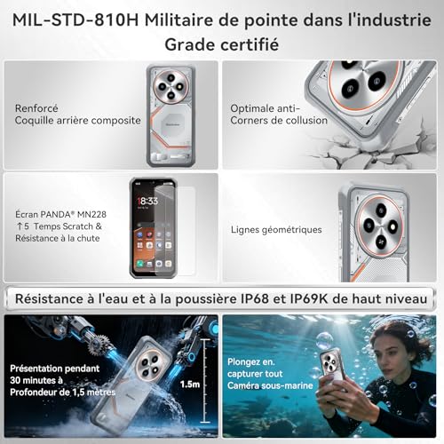 Téléphone portable incassable Blackview Fort 2 Android 16 et 256Go - 3
