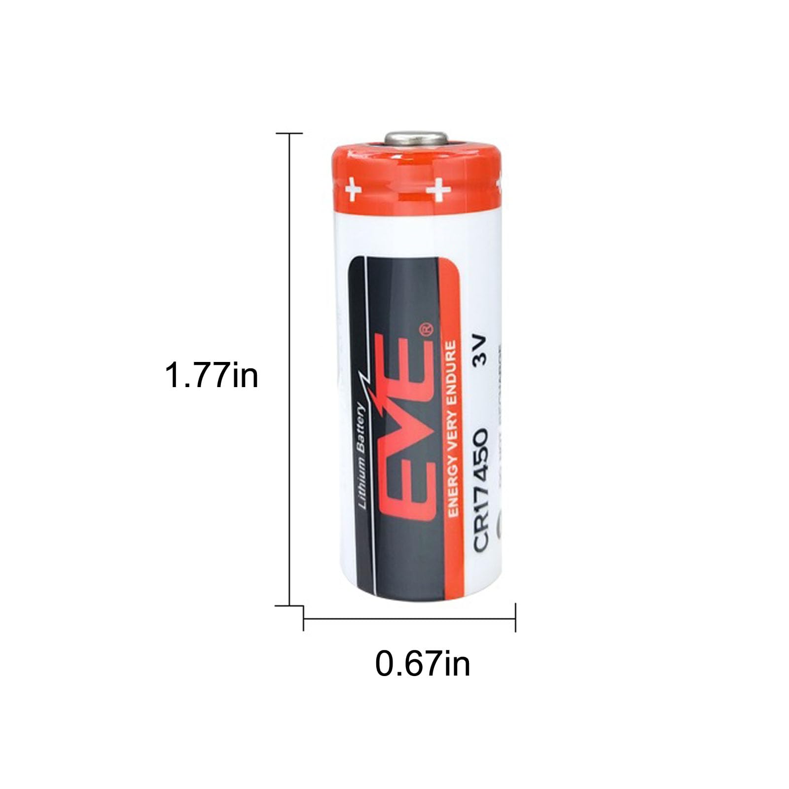 TrendyChic 2 Pcs CR17450 3V Battery 2400mAh PLC Industrial Control Lithium Battery