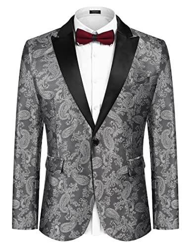 Listado y reviews de Vestido fiesta chaqueta disponible en línea para comprar. 37 COOFANDY Chaqueta de traje de cachemira floral para hombre, vestido de cena, fiesta, baile de graduación, gris, Medium