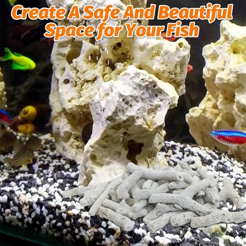 Image of PINVNBY 1.1lb /500g Crushed Coral for Aquarium Reusable Crushed Coral for Freshwater Aquarium with Mesh Bag Fish Tank Filter Media to Raise pH Filter Media