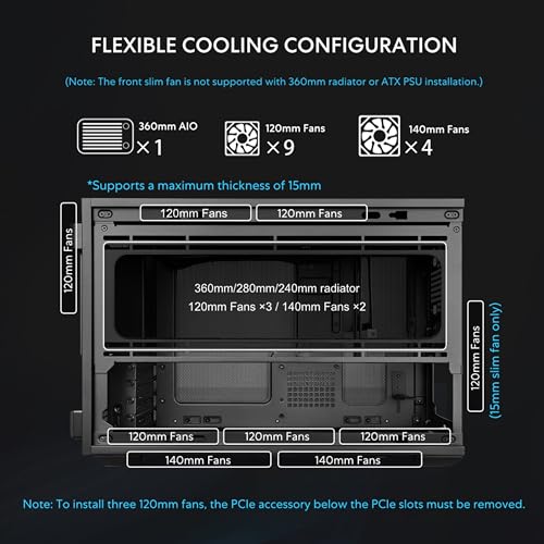 Image of Lian Li B4-mATX 21.3L PC Case, 358mm GPU, 360 AIO, 2 Slim Fans, Black Mesh | 2 Pre-Installed 120mm Slim Top Fans, Supports 360mm AIO, 140mm ATX PSU, Horizontal /Vertical Setup, Small Form Factor (B4X)