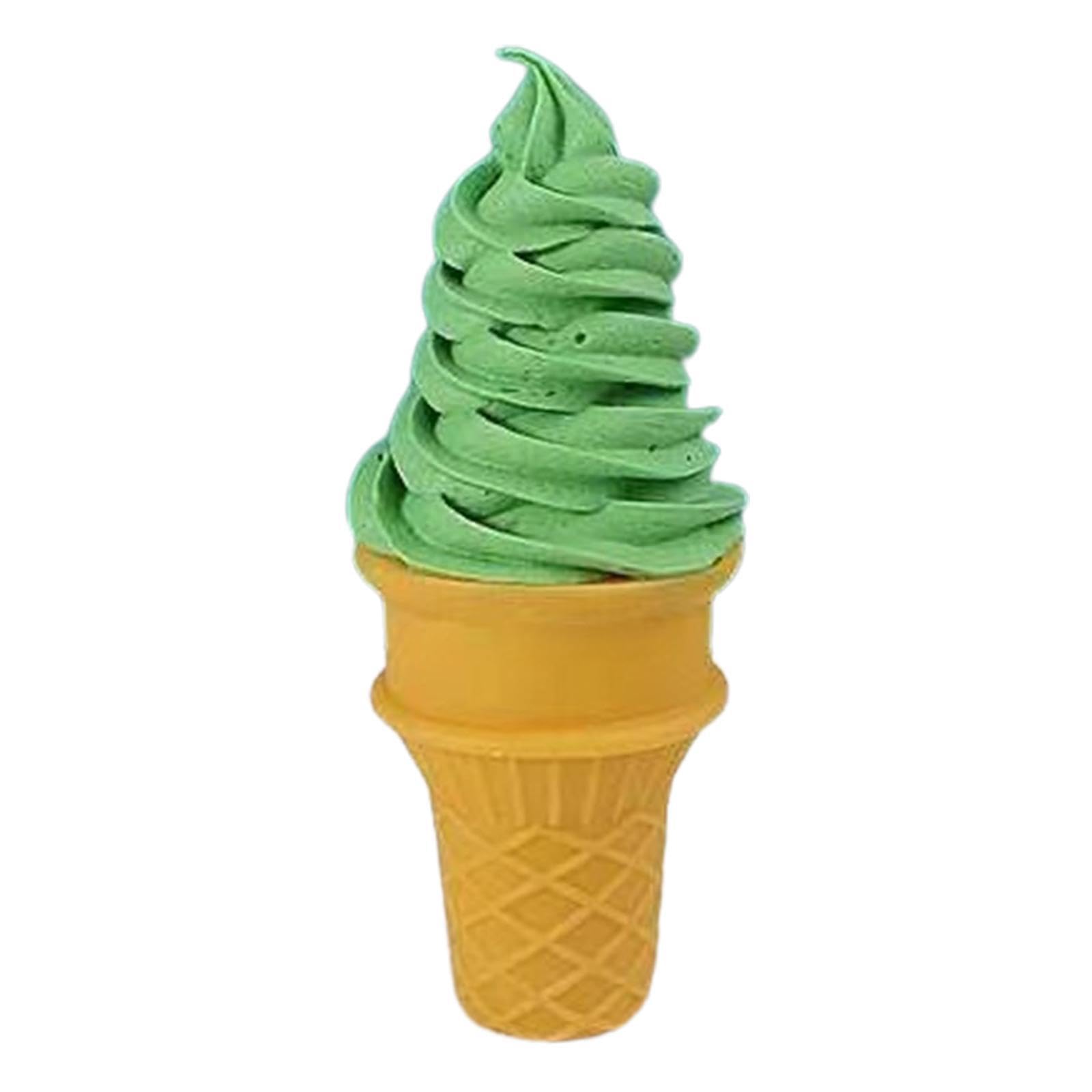 Zambuph Green Fake Ice Cream Cone Artificial Ice Cream Model Addition To Retail Displays Enhancing Visual Appeal With Simulation Toys Cake Decorating Fake Food, 6X6x14cm