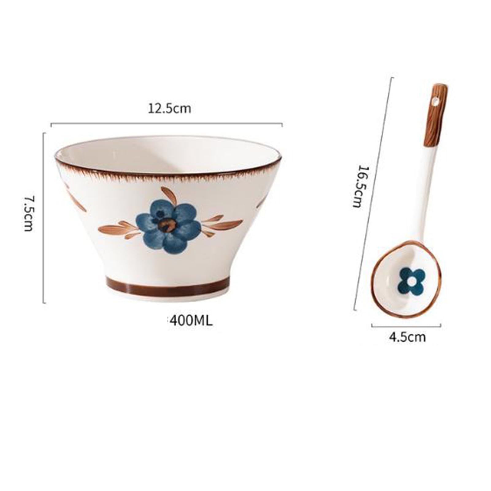 Japoński ceramiczny zestaw misek do ramenu z łyżkami, porcelanowe miski na makaron i makaron do zupy, sałatki i płatków śniadaniowych - 4 szt