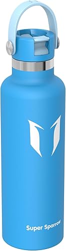 Miniatura 171 de Super Sparrow Botella de Agua Aislada - 17 Oz / 25 Oz / 34 Oz - Frasco FlipFlow de Boca Estándar - Libre de BPA, Botella a Prueba de Fugas - azul