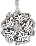 Wearable Art by Roman Rhinestone Flower Pendant One Size Silver Tone