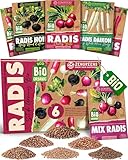 ZenGreens® - Kit de graines de radis & radis d'hiver bio - 6 variétés pour une culture facile dans le jardin, sur le balcon ou dans une jardinière surélevée - Semences légumes