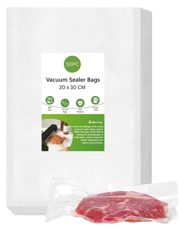 NETXE Vacuum Bags Food Vacuum Bags forv Ready Food Vacuum Bags 20 x 30 cm Freezer Bags Durable Tear-Resistant BPA-Free Reusable Vacuum Bags (Pack Of 50)-image-20