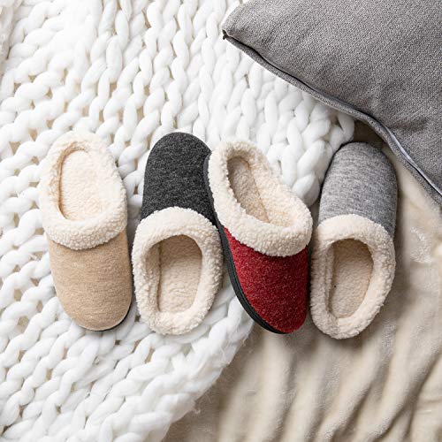 Image of Wishcotton Fuzzy Women's Slippers, Warm House Shoes | Soft, Cozy, Memory Foam, Non-Slip, Slip-on, Closed Toe, for Indoor Outdoor Bedroom, Gifts for Women Mom