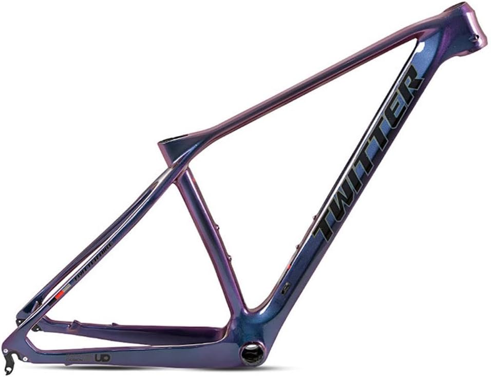 Bike Carbon Fiber Frame 27.5er 29er Hardtail Mountain Bike Frame 15''/17''/19'' Internal Routing Disc Brake Frame QR 135mm XC AM(Discoloration,29 * 19'')