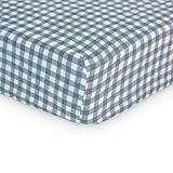 Lulujo Muslin Crib Sheets - Fitted Crib Mattress Sheets for Boys and Girls - 28'x 52', 1 Pack (Navy Gingham)