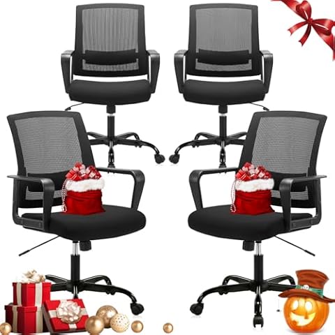 CLATINA Ergonomic Rolling Mesh Desk Chair with Executive Lumbar Support and Adjustable Swivel Design for Home Office Computer Black 4 Pack Cover