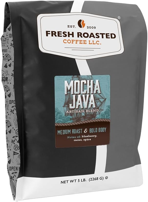 Mocha Java Whole Bean Coffee, Medium Roast, Kosher, 5 lb (80 oz)