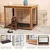 Piskyet-Wooden-Dog-Crate-End-Table-Dog-Crate-Furniture-with-Slide-Tray-Double-Doors-Wire-Wood-Dog-Kennel-Indoor-Detachable-Top-Cover-Pet-Crate-End-Table-Pet-Crate-Table-Cage-for-Dogs Dog Crate Furniture with Slide Tray