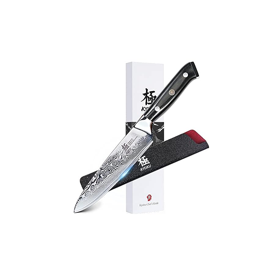 KYOKU-Chef-Utility-Knife-6-Shogun-Series-Japanese-VG10-Steel-Core-Forged-Damascus-Blade-with-Sheath-Case KYOKU Chef Utility Knife - 6" - Shogun Series - Japanese VG10 Steel Core Forged Damascus Blade - with Sheath & Case