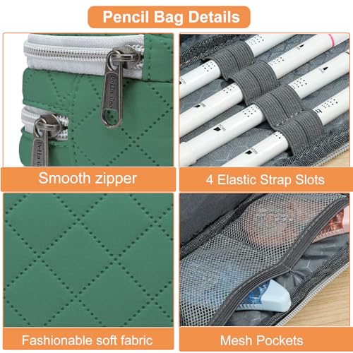 Image of Della Gao Large Pencil Case, Big Capacity Pencil Pouch with 3 Compartments, Office Pencil Bag with Zipper, Big Pen Case for Adults (01-3ALLG)