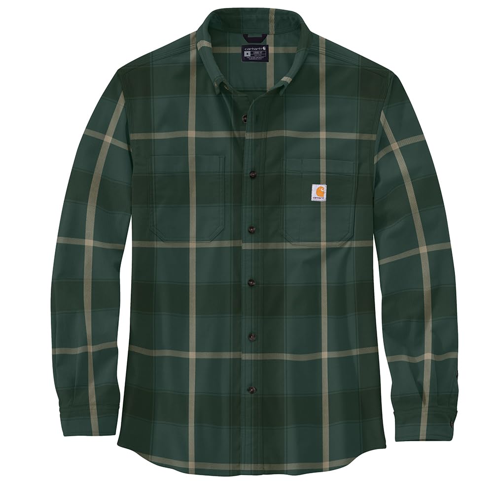 Carhartt Men's Frosted Balsam Rugged Flex Relaxed Fit Midweight Flannel Long-Sleeve Plaid Shirt, Xxxl Tall
