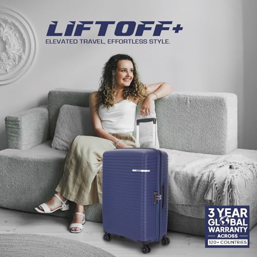 Image of American Tourister 3Pc PP Liftoff+ with TSA Lock & 8 Wheel, Set (Small +Medium +Large) Hard Check-in Suitcase for Travel /Trolley Bag with Double Wheel - Midnight Blue, 55 Cm, 67 Cm, 79 Cm