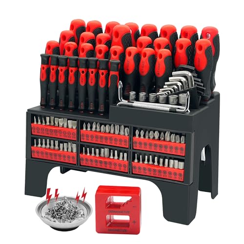 GMTOOLS 118PCS Magnetic Screwdriver Set, Screwdriver Set with Plastic Racking, Precision Screwdriver, Magnetizer Demagnetizer and Magnetic Bowl, Repair Tools Set for DIY and Home Improvement