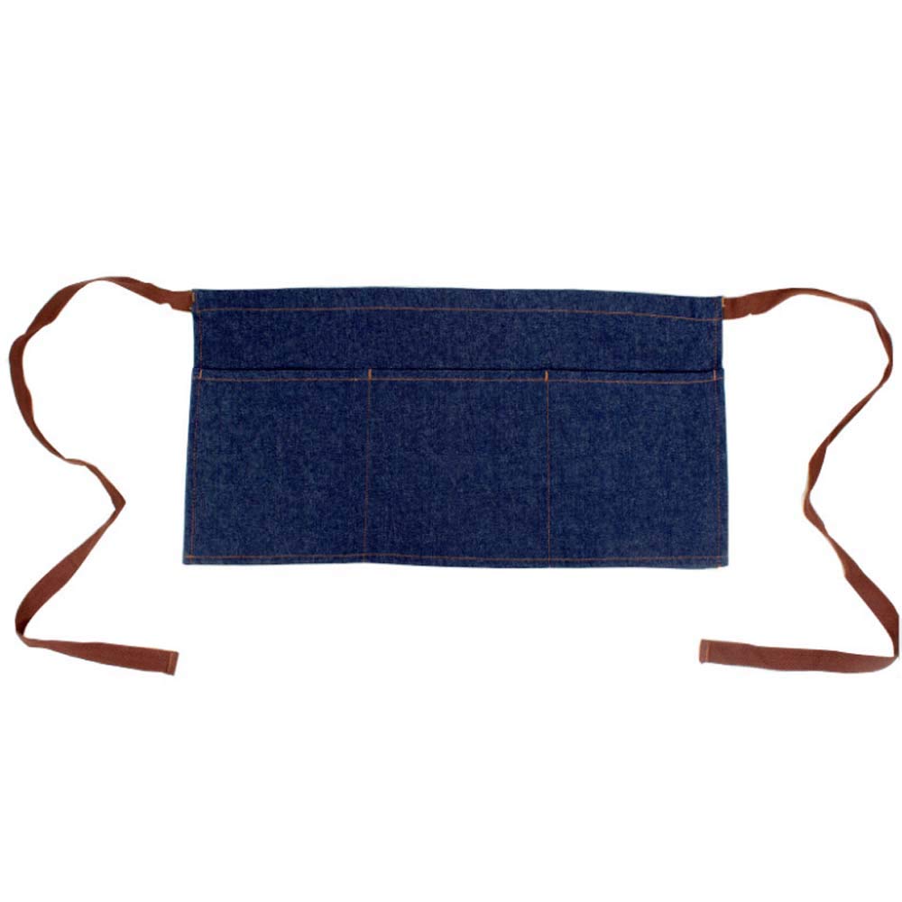 HZYFP Unisex Cotton denim Waist Apron with Pocket Waitress Apron Half Apron Server Aprons Cooking Bib