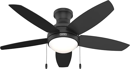 Hunter Fan - Ventilador de techo para interiores con acabado negro mate de 44 pulgadas con kit de luz LED y cadena de tracciĂłn (renovado) Hunter Fan - Ventilador de techo para interiores con acabado negro mate de 44 pulgadas con kit de luz LED y cadena de tracciĂłn (renovado)