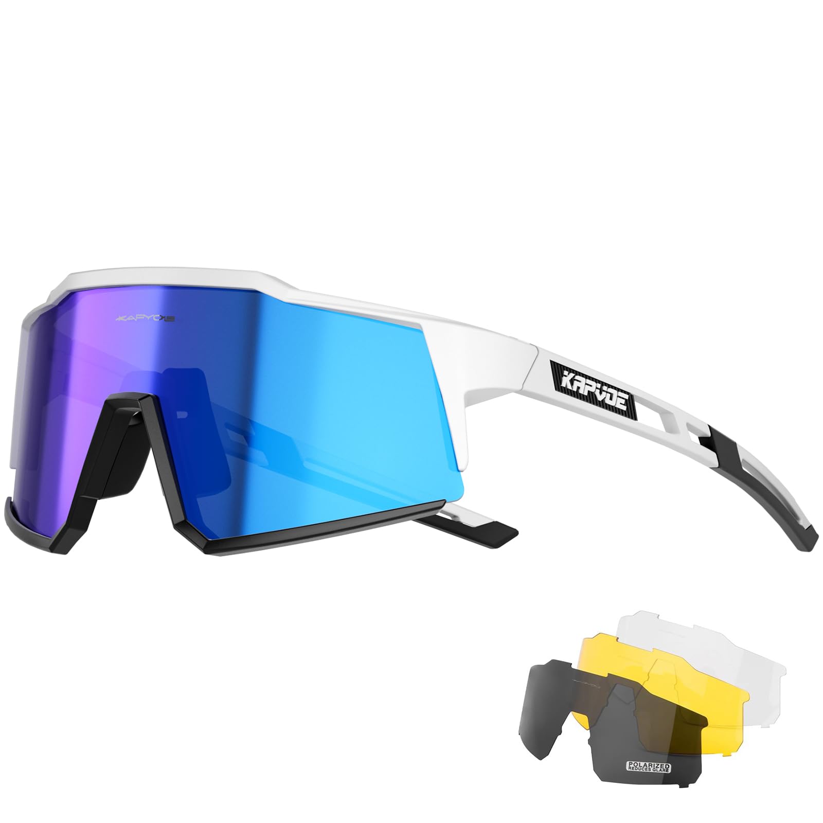 KAPVOE Gafas de Ciclismo Polarizadas K9022 TR90 4 Lentes Intercambiables Deportivas