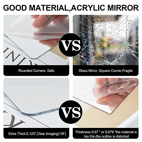 4 Pack Wall Mirror Tiles, 8 X 8 Inch Self Adhesive Acrylic Square Mirror, Flexible Mirror Sheets Wall Stickers Frameless Small Mirrors Set For Bathroom Home Gym #TOP5